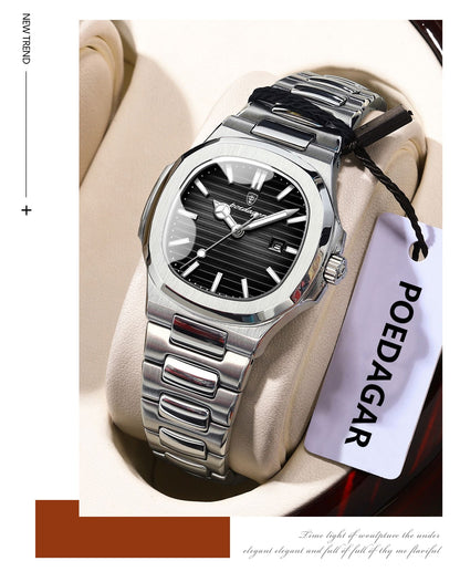 POEDAGAR Elegant Women's Quartz Watches Waterproof Luminous Date Ladies Wristwatch Stainless Steel Fashion Watch For Woman Reloj