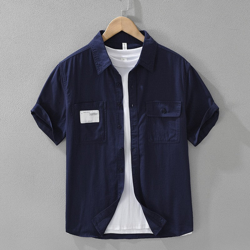 Men's Short Sleeve Cargo Shirt Streetwear Summer Loose Fit Workwear Shirt with Chest Pocket Breathable Cotton Daily Outfits Tops