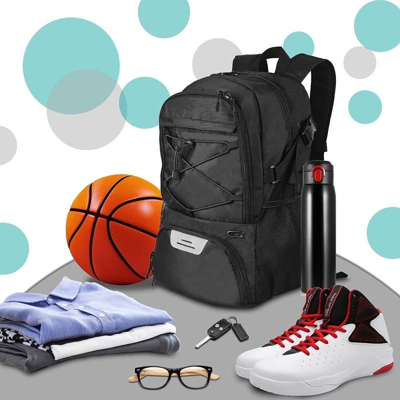 Mochila de basquete grande, bolsa esportiva com compartimento separado para bolas, compartimento para tênis de basquete, futebol, vôlei, natação, academia, viagens