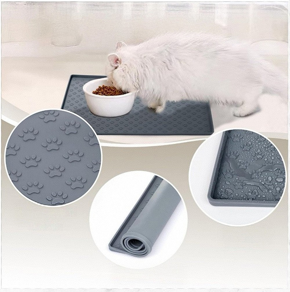 Tapete de alimentação de silicone para animais de estimação 60*40cm, tapete de comida para gatos e cães com proteção contra derramamento, tapete de refeição para gatos e cães com tigela de água,