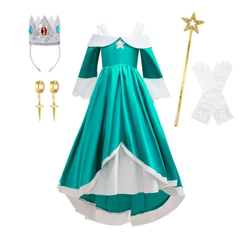 Kids Rosalina Peach Princess Dress Girls Halloween Disguise Cosplay 2026 New Movie Costume Birthday Vestido Halloween Carnival