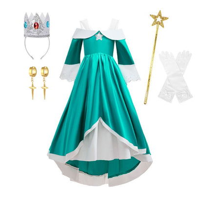 Kids Rosalina Peach Princess Dress Girls Halloween Disguise Cosplay 2026 New Movie Costume Birthday Vestido Halloween Carnival