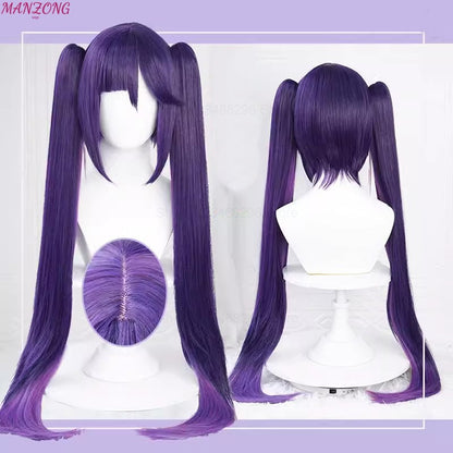 Peruca Cosplay Mona Peruca Roxa Longa 80cm Camadas Perucas Cosplay Anime Perucas Sintéticas Resistentes ao Calor