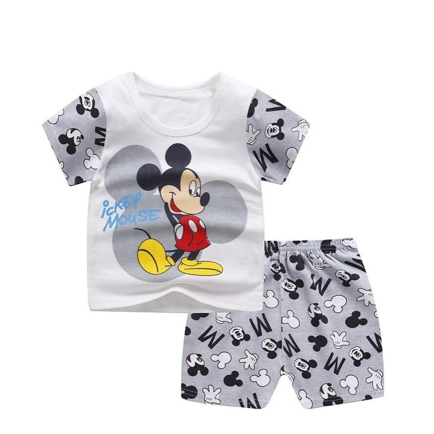Summer New Children's Toddler Kids Short Sleeve + Shorts 2pcs Cartoon Mickey Children Baby Boys Girls Tracksuit Clothes Suit