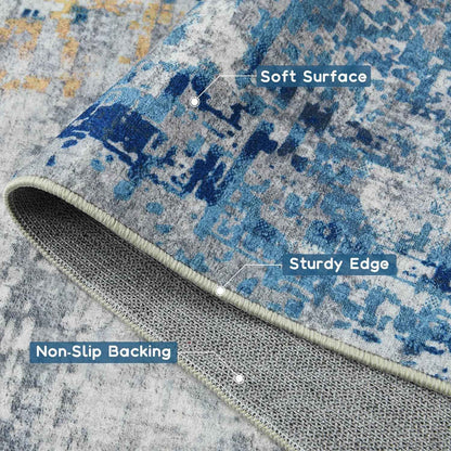 Living Room Area Rugs Soft Large Modern Abstract Area Rug,  Boho Vintage Machine Washable Non Slip Carpet , Low Pile Rugs