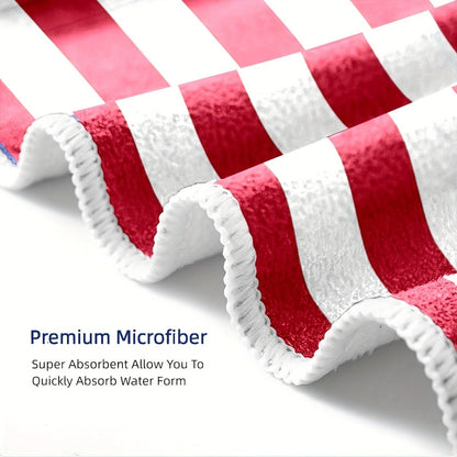 American flag pattern oversized beach towel, quick-drying bath towel, suitable for outdoor swimming, gym and camping