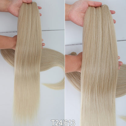 Cabelo Sintético Russo Liso de 65cm 200g, Extensões de Cabelo de Fibra com Bio Proteína Resistente ao Calor, Rabo de Cavalo para Cosplay