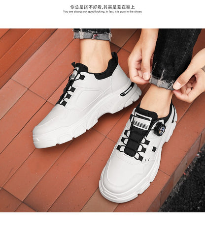 Men's boots autumn and winter new rotating shoelaces fashion casual boots youth outdoor boots anti slip soft sole workwear boots