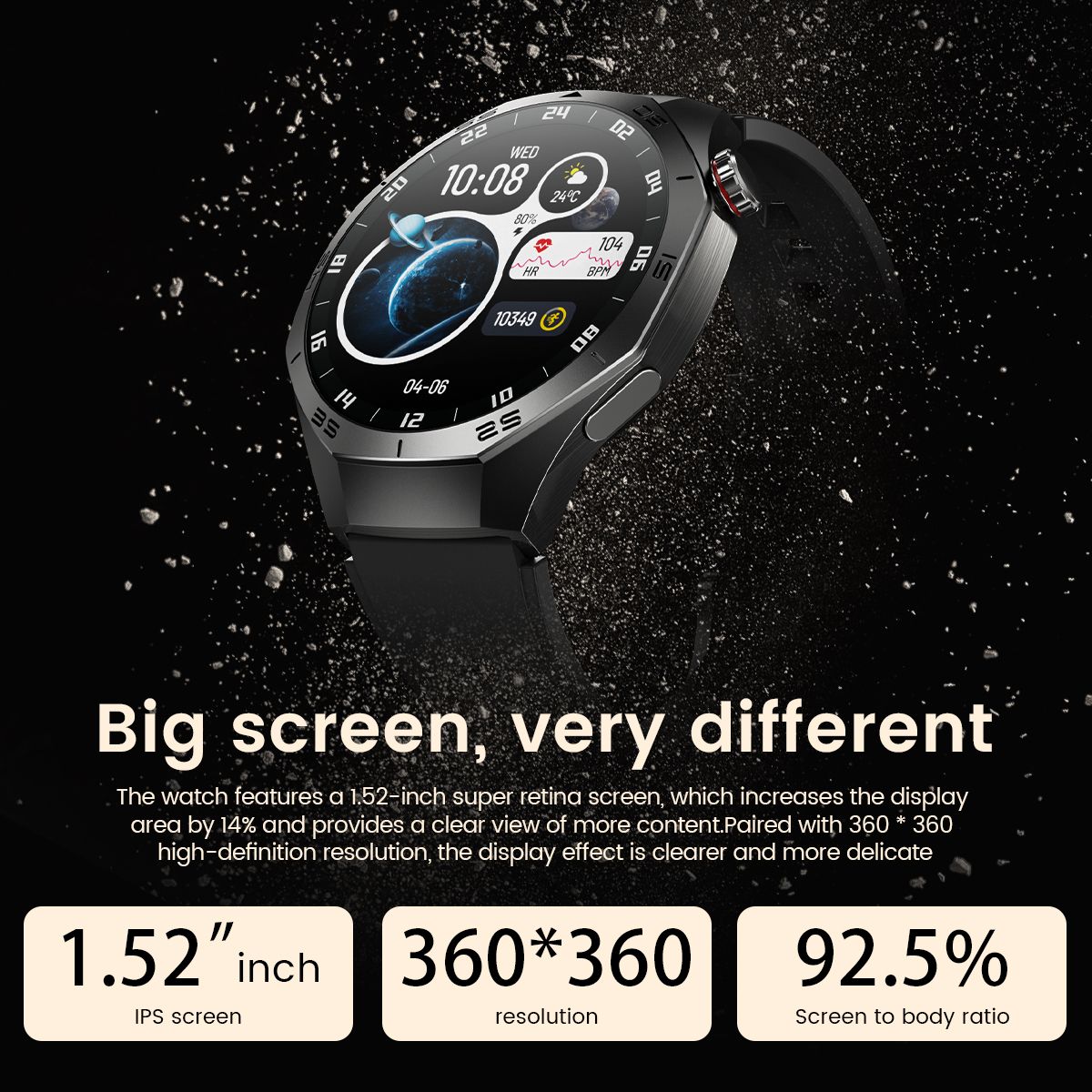 2025Novo Para Android e iOS Smartwatch Masculino Tela AMOLED GPS Rota de movimento Batimentos cardíacos Chamadas Bluetooth Smartwatch À Prova D'água