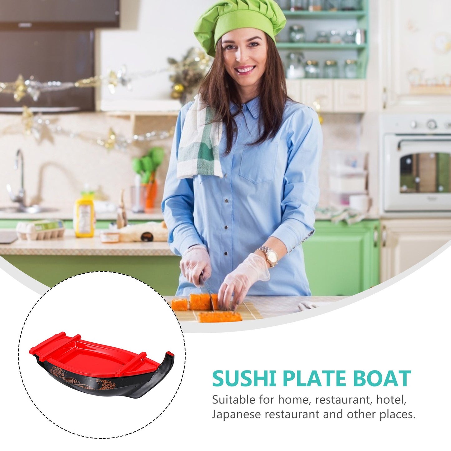 Sushi Boat Plate Plastic Tray Sashimi Storage Creative Decorative Tableware for Parties Gatherings Banquets Weddings Picnics