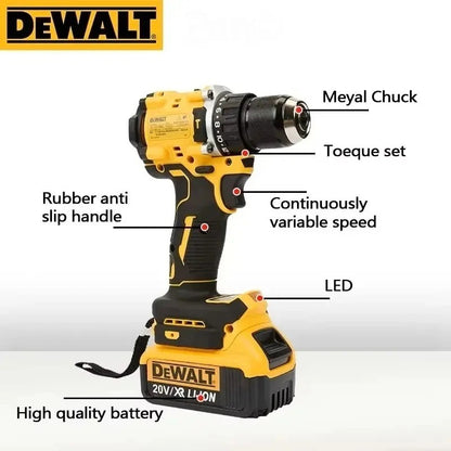 Original.DEWALT.DCD805. Bateria 20V + Ferramentas Elétricas Parafusadeira de Impacto Sem Fio Chave de Fenda Elétrica Furadeira Manual Multifuncional