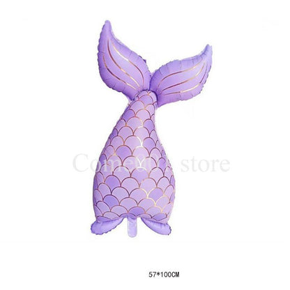 Mermaid Theme Foil Balloons Dolphin Seashell Mermaid Tail Ballons Under The Sea Girl Birthday Party Decor Baby Shower Supplies
