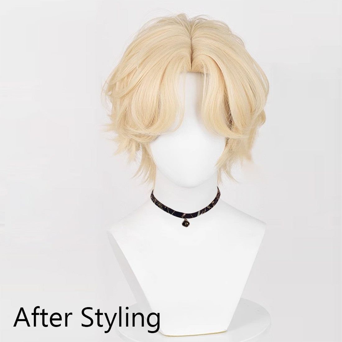 Blonde Men Cosplay Short Synthetic Straight Wigs Middle Part Anime Game Fluffy Wig Heat Resistant for Daily Party