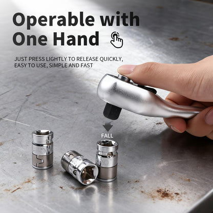Chave Catraca Rápida Fosca Resistente a Óleo 72 Dentes Unidade de 1/4 3/8 1/2 Polegadas Soquete Bidirecional Chave Voadora Ferramenta Manual DIY de Reparo