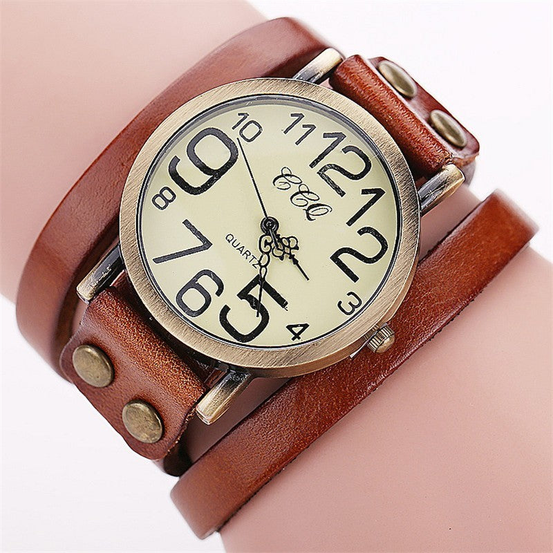 Casual Arabic Dial Unisex Watches Vintage Long Leather Band Women Quartz Watch Men's Wristwatches