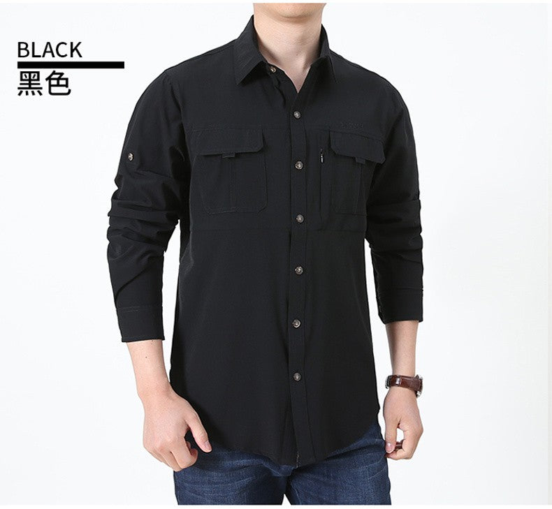 Summer Jacket Upf 50+ Sun Protection Fishing Shirts Men's Quick Dry Long Sleeve Shirts Mesh Breathable Hiking Work Cargo Shirts