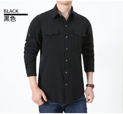 Summer Jacket Upf 50+ Sun Protection Fishing Shirts Men's Quick Dry Long Sleeve Shirts Mesh Breathable Hiking Work Cargo Shirts