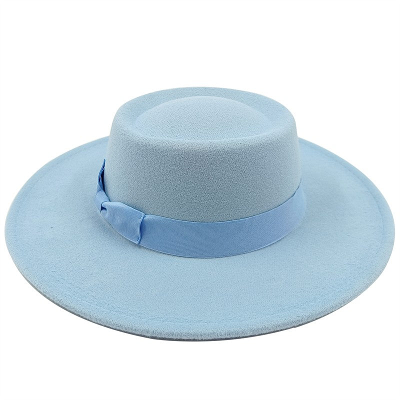Chapéu Fedora unissex de inverno, superfície circular côncava e convexa, chapéu de jazz de feltro liso, elegante para homens e mulheres.