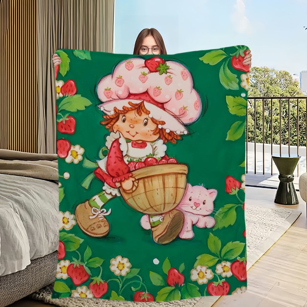 Cute S-Strawberry S-Shortcake Blanket Skin friendly comfort warm soft plush blanket suitable sofa living room office bedroom