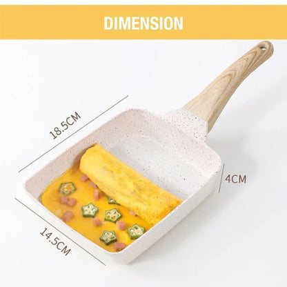 Japanese Omelette Pan Tamagoyaki Egg Pan Nonstick Egg Frying Pan Rectangle Steak Frying Pan with Detachable Scalding Handle