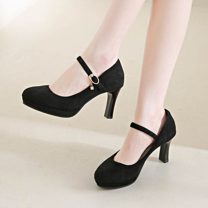 2025 Women's Black High Heels Spring Casual Shoes Women's High Heels Solid Color Wedge Shoes Plus Size High Heels Size 34-42