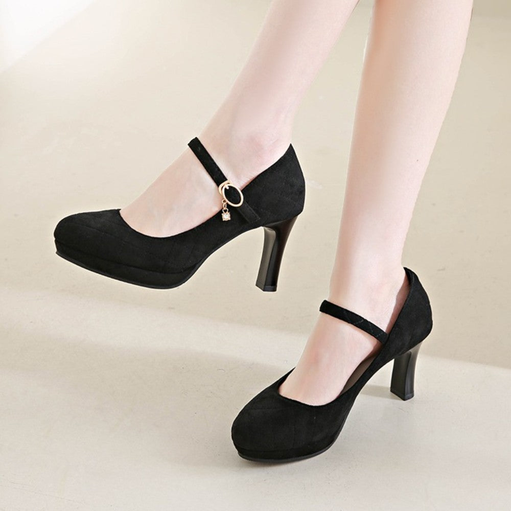 2025 Women's Black High Heels Spring Casual Shoes Women's High Heels Solid Color Wedge Shoes Plus Size High Heels Size 34-42