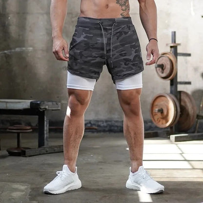 Men's Anime Hunter x Hunter Gym Shorts Bilayer 2-in-1 Breathable Quick-drying Absorb Sweat Sports Short Gym Jogging Pants