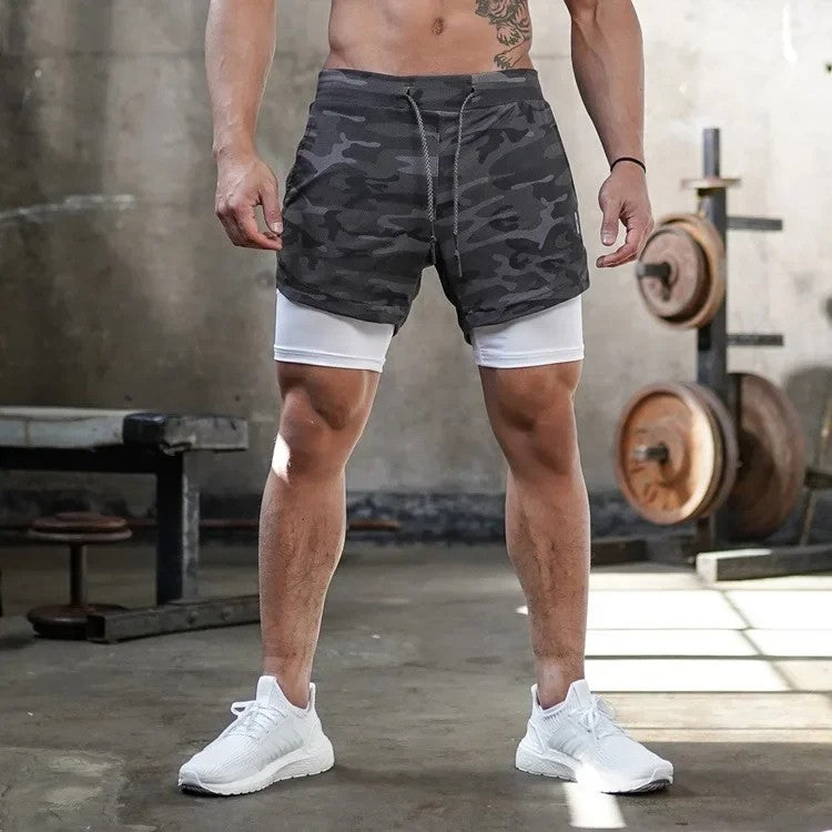 Men's Anime Hunter x Hunter Gym Shorts Bilayer 2-in-1 Breathable Quick-drying Absorb Sweat Sports Short Gym Jogging Pants