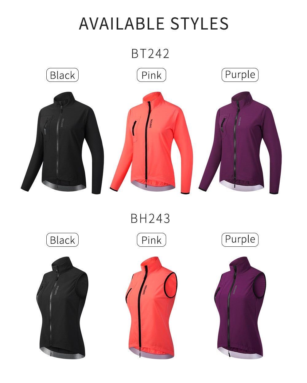 WOSAWE Women's Cycling Jacket Windbreaker Windproof Bike Vest Running Riding MTB Road Bike Tops