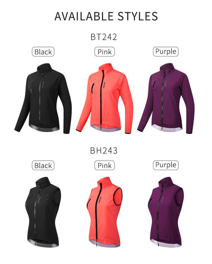 WOSAWE Women's Cycling Jacket Windbreaker Windproof Bike Vest Running Riding MTB Road Bike Tops