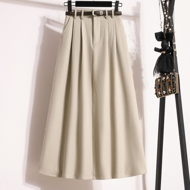 2025 Plus Size Skirts for Women Autumn Elegant Solid Women's Wrap Umbrella Skirts Korean High Waisted Suit Pleated Skirt