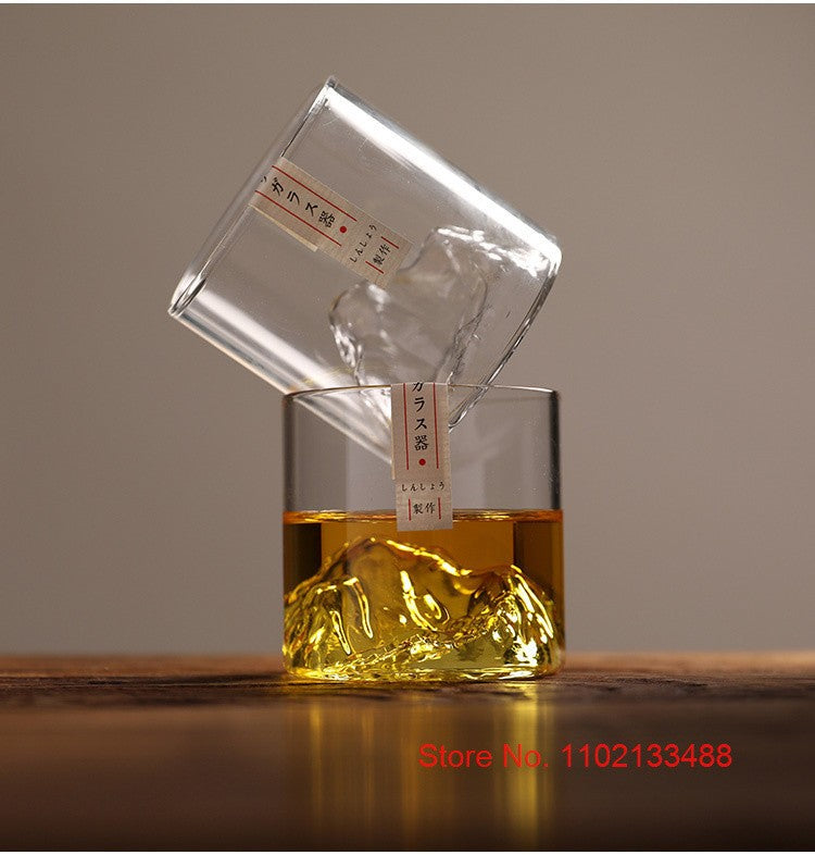 Copo de Uísque Japonês de Gelo para Uísque Puro Copos de Uísque de Montanha 3D Caixa de Presente de Madeira Taça de Conhaque Copo de Vodca Copo de Vinho
