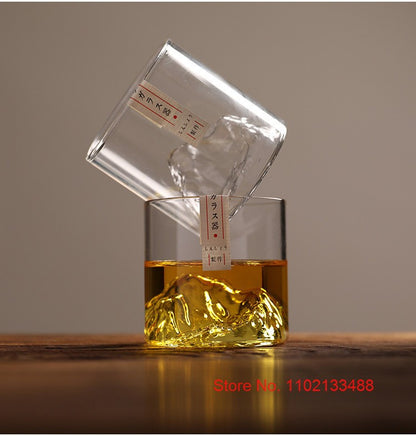 Copo de Uísque Japonês de Gelo para Uísque Puro Copos de Uísque de Montanha 3D Caixa de Presente de Madeira Taça de Conhaque Copo de Vodca Copo de Vinho