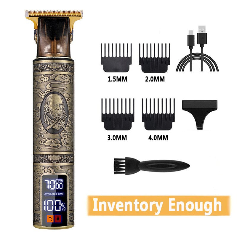 Electric Barber T9 Upgraded LCD Rechargeable Retro Oil Head Carving Electric Push Shear Pubic Hair Clipper Machine for Women