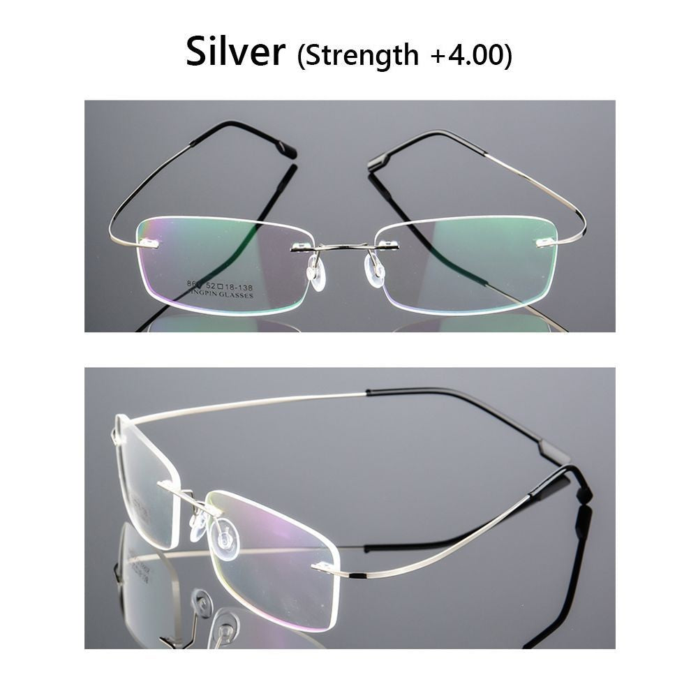 Ultralight TR90 Memory Titanium Rimless Reading Glasses Men&Women Presbyopic Eyeglasses +1.0 +1.5 +2.0 to+3.5 +4.0