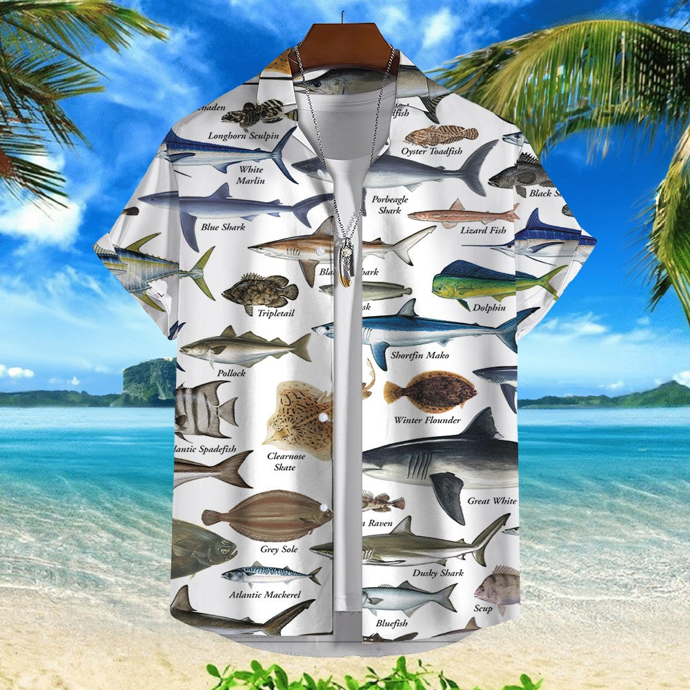 3d Fish Print Hawaiian Shirts For Men New Trend Men's Shirt Casual Unisex Clothing Summer Quick Dry Short Sleeve Shirt Tops 2024