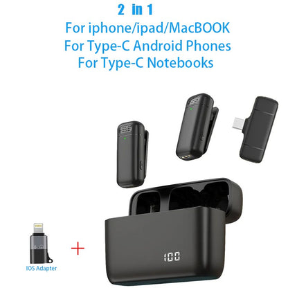 Microfone de Lapela com Estojo de Carregamento Mini Microfone Sem Fio para Celular Android IOS com Função de Cancelamento de Ruído para Gravar Vídeos