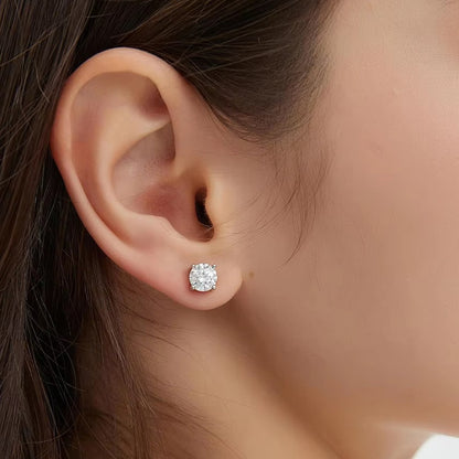 Sweetrain 0.5-2ct Moissanite Screw Back Earrings 925 Sterling Silver Brilliant Round Cut Moissanite Stud Earrings for Women Men