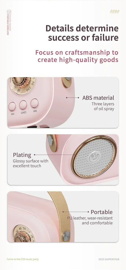 Karaoke Portable Wireless Bluetooth Speaker With Microphone Machine Radio FM Caixa De Som Mini Sound Box Music Small Column Mp3