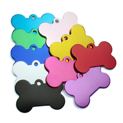 Aluminum Alloy Pet ID Tags 10Pcs Bone Shaped Blank Engraved Dog Cat Name Phone Number Identification Card Tags