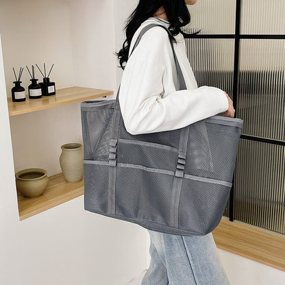 Foldable Lightweight Beach Bags Large Capacity Grocery Produce Tote Bag Beach Shoulder Bag Women's Casual Shopping Bags