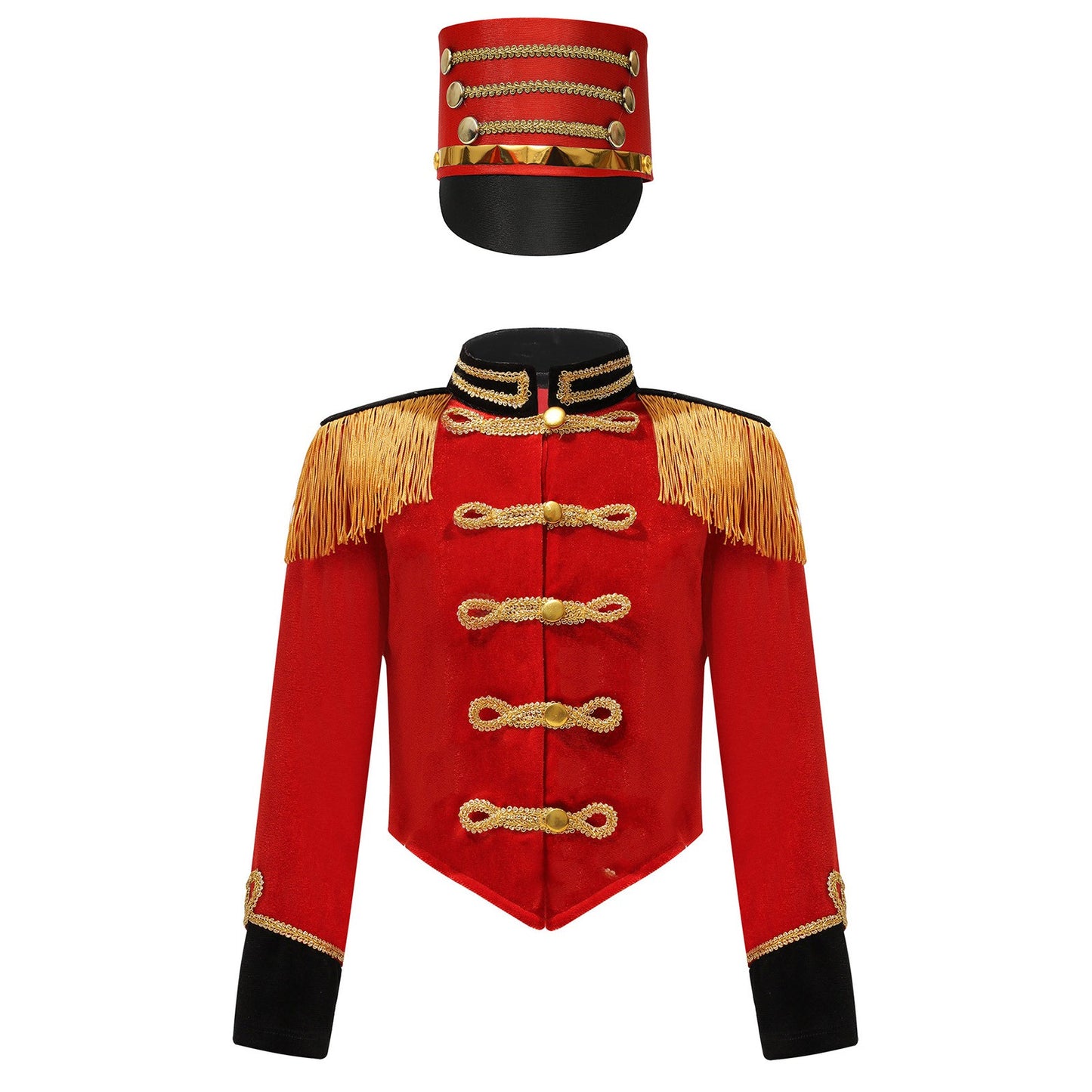 Girls Boys Marching Band Costume Outfits Circus Ringmaster Jacket Coat Team Performance Drummer Drum Major Uniform with Hat Sets