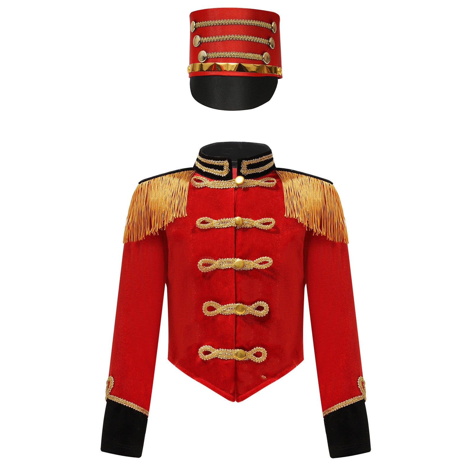 Girls Boys Marching Band Costume Outfits Circus Ringmaster Jacket Coat Team Performance Drummer Drum Major Uniform with Hat Sets