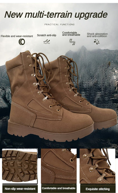 Novas Botas Táticas de Combate Masculinas de Couro para Homens, Botas Masculinas Respiráveis de Cano Curto para Caminhada ao Ar Livre e Deserto
