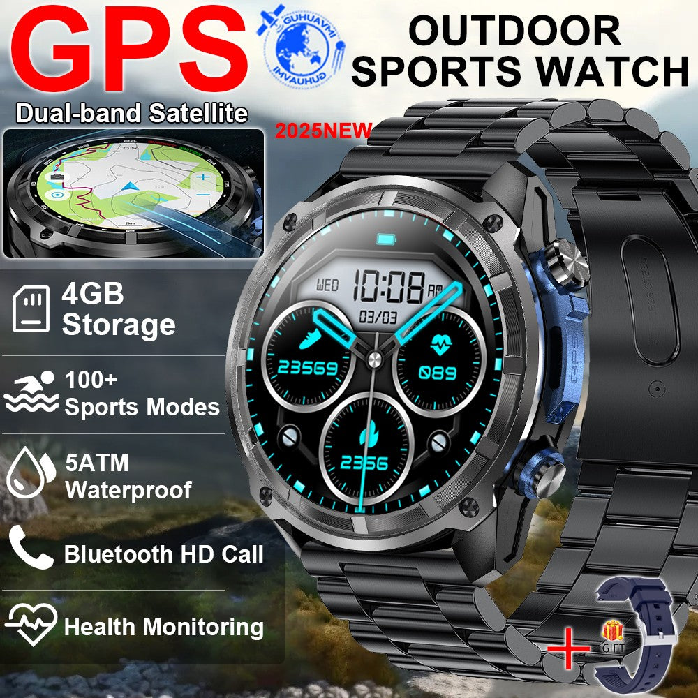2025 Novo Smartwatch T-Rex Tático GPS Integrado Mapa Offline 4GB Memória 5ATM IP69K Natação À Prova D'Água Masculino Smart Bracelete Militar