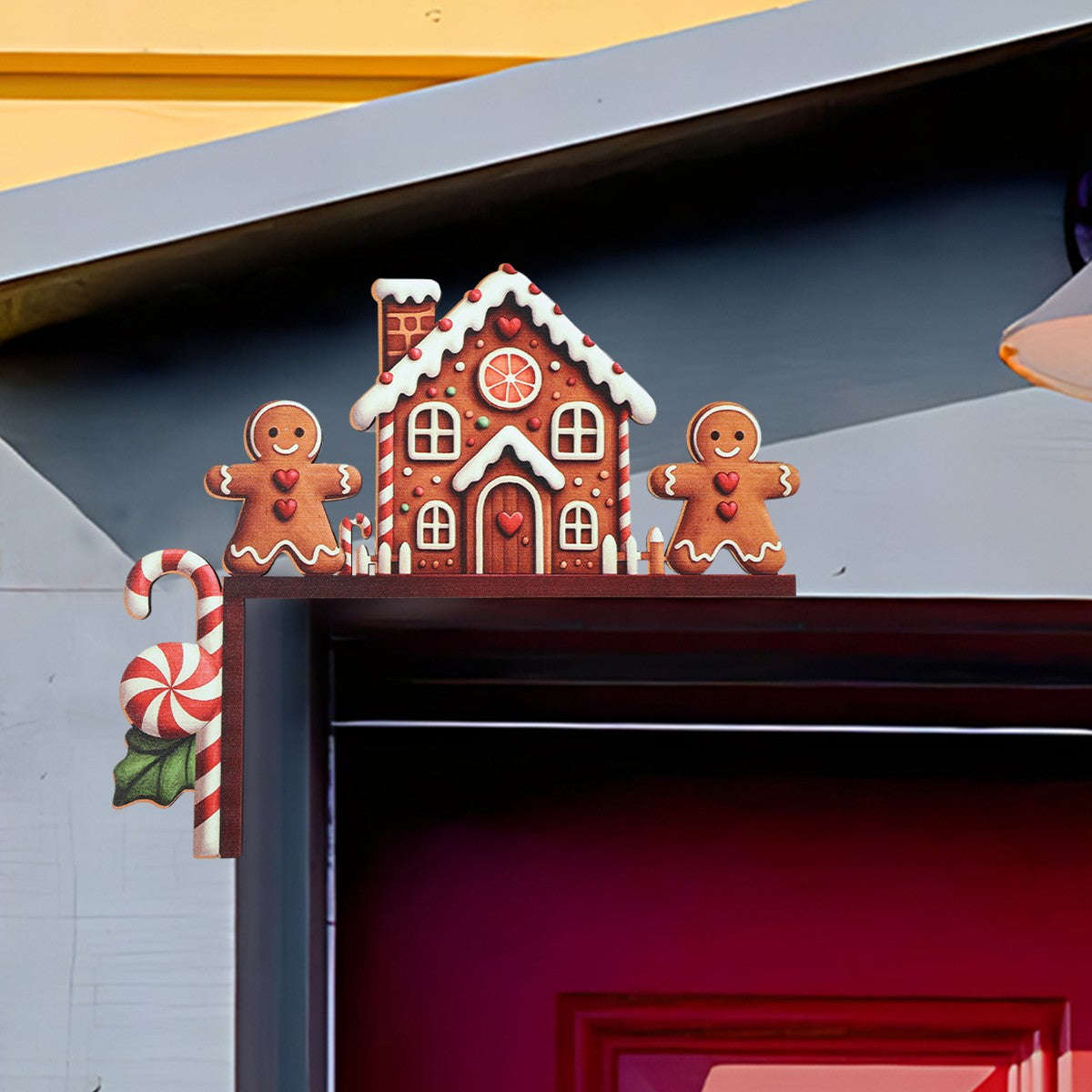 Christmas Gingerbread Man Wooden Door Frame Decoration Merry Christmas Decor for Home 2025 Navidad Xmas Ornament New Year 2026