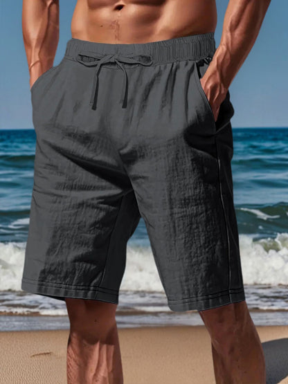 Summer New Men's Breathable Whiter Shorts Hawaii Beach Pants Male Solid Color Trousers Loose Versatile Streetwear 3XL For Men