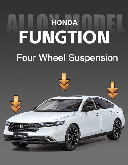 1:18 HONDA Accord Liga Miniatura Modelo Diecast Brinquedo Porta Aberta Som Luz Puxar para Trás Direção Roda Dianteira Presente de Aniversário Clássico