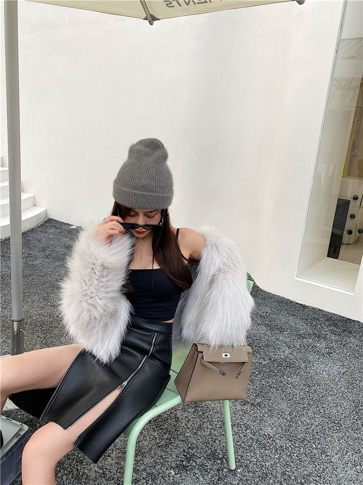 Lautaro Autumn Soft Black Pu Leather Midi Skirt Women with Double Slit Zipper High Waist Korean Style Fashion 2021 Streetwear