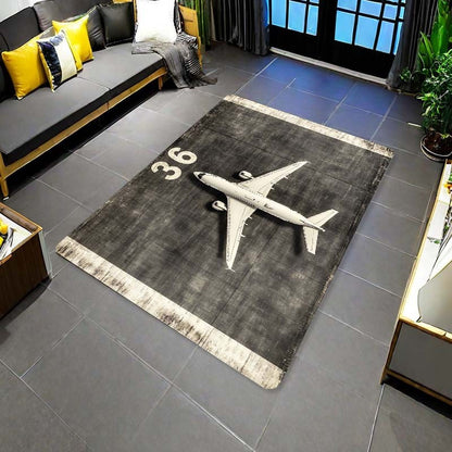 Airplane Theme Area Rug - Machine Washable, for Entryway, Bedroom, Living Room Mat, Home Decor
